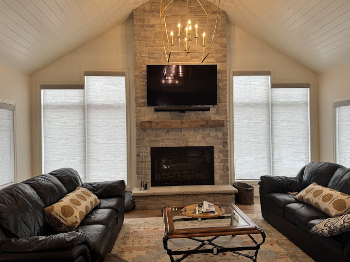 uls project wisconsin blind installers Modern Rustic Living Room with Custom Blind Installation